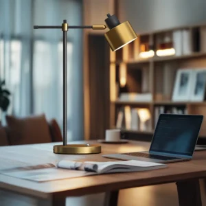22.2 "metal gold reading desk lamp with matte black finish, featuring Nordic, modern, and minimalist design